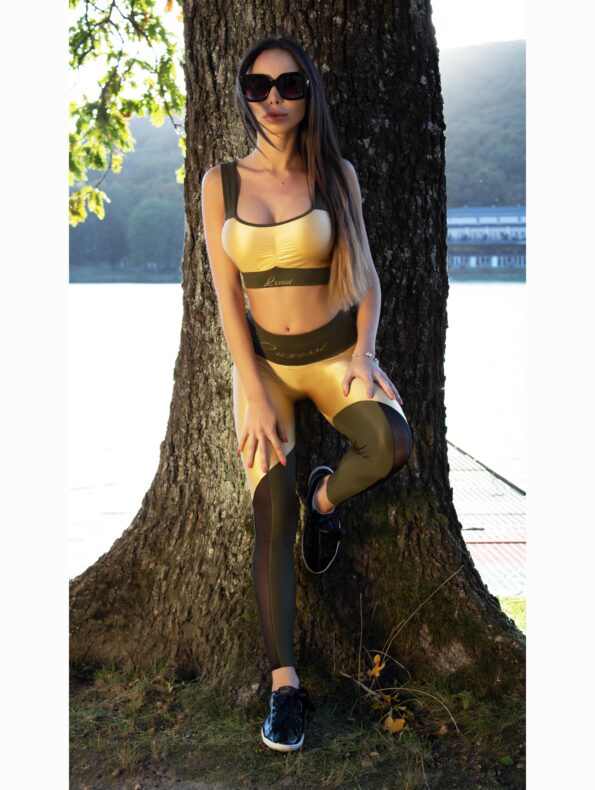 GOLD OLIVE PUSH-UP LEGÍNY