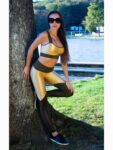 GOLD OLIVE PUSH-UP LEGÍNY