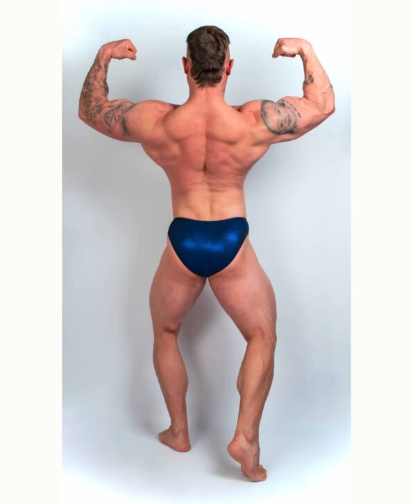METALLIC BLUE BODYBUILDING TRUNKS SANK, ICN, OSTATNÉ ( DĹŽKA BOČNEJ STRANY 2CM )