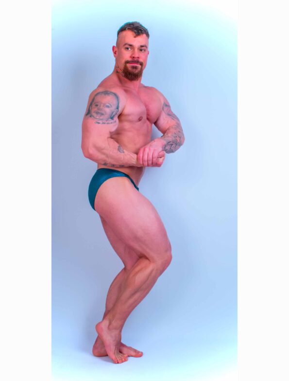 METALLIC EMERALD BODYBUILDING TRUNKS SANK, ICN, OSTATNÉ ( DĹŽKA BOČNEJ STRANY 2CM )