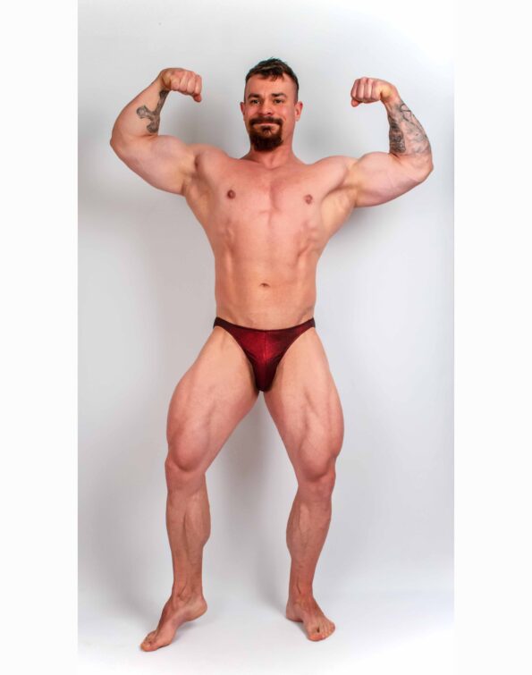 METALLIC CRANBERRY BODYBUILDING TRUNKS SANK, ICN, OSTATNÉ ( DĹŽKA BOČNEJ STRANY 2CM )