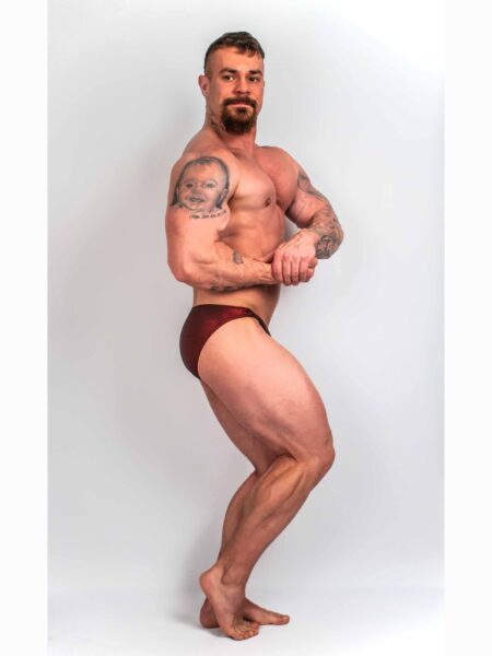 METALLIC CRANBERRY BODYBUILDING TRUNKS SANK, ICN, OSTATNÉ ( DĹŽKA BOČNEJ STRANY 2CM )